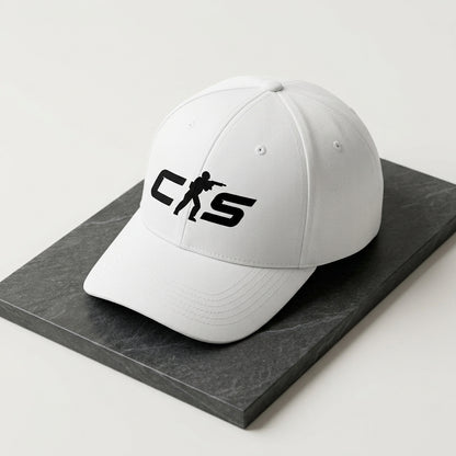 Counter-Strike CS Logo Graphic Baseball Cap - Tactical Gaming Cap (Black & White)
