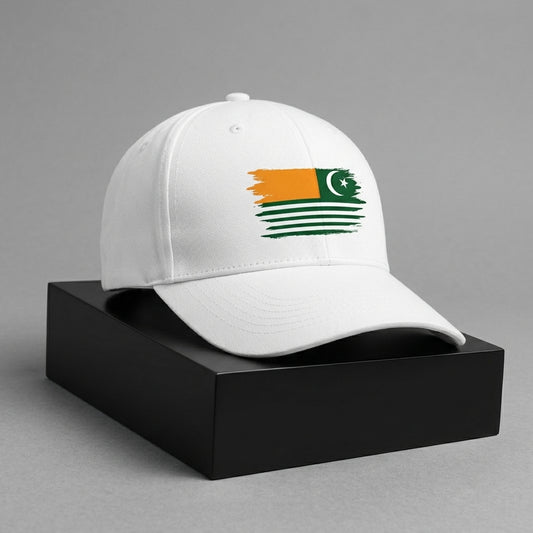 Azad Kashmir Flag Brush Stroke Graphic Baseball Cap - Patriotic AJK Cap (White & Black)