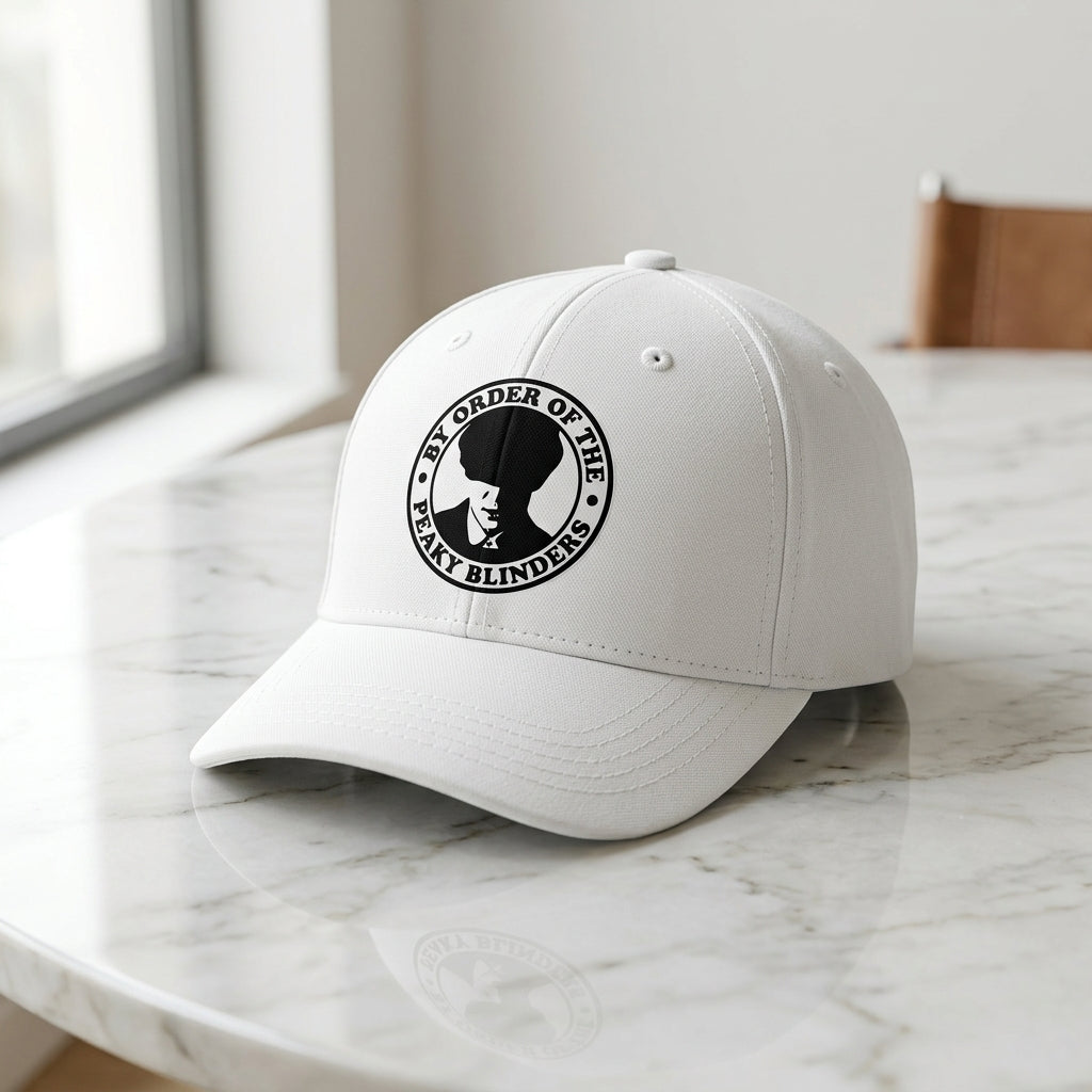 By Order Of The Peaky Blinders Graphic Baseball Cap - Thomas Shelby Crest Cap (White)