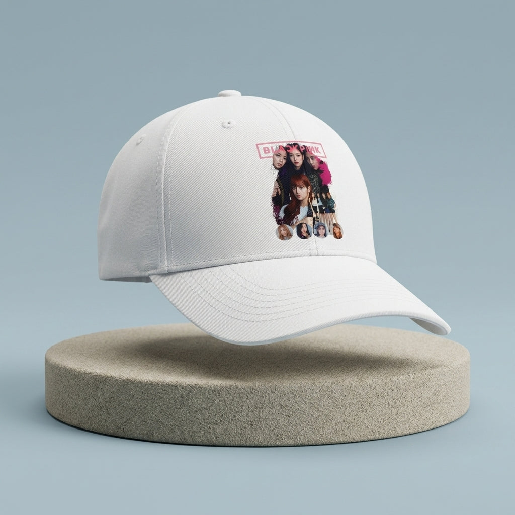 Blackpink K-Pop Graphic Baseball Cap - Vintage Photo Print Cap (Black & White)