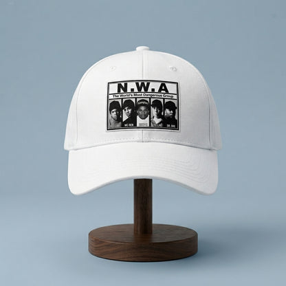 N.W.A Vintage Hip Hop Graphic Baseball Cap - NWA Music Group Cap (Black & White)