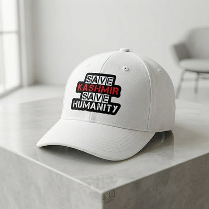 Save Kashmir Save Humanity Graphic Baseball Cap - Kashmir Solidarity Cap (White)