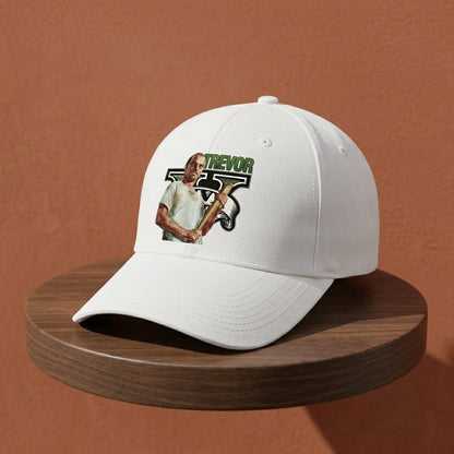 GTA V Trevor Philips Graphic Baseball Cap - GTA 5 Gaming Cap (White & Black)