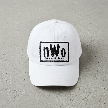 nWo New World Order Box Logo Graphic Baseball Cap - Wrestling Retro Cap (White)