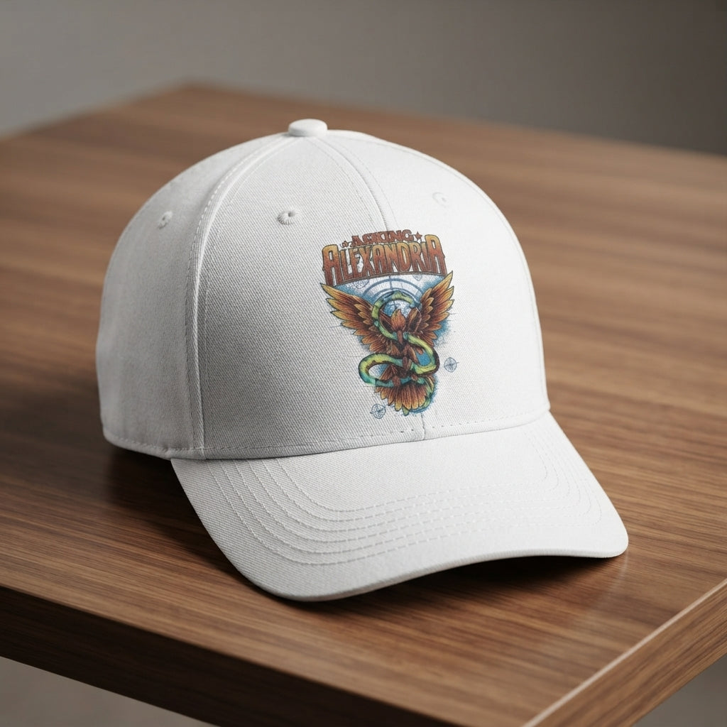 Asking Alexandria Rock Band Graphic Baseball Cap - Vintage Music Print Cap (Black & White)