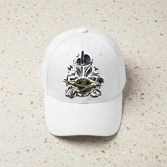 Star Wars Mandalorian & Grogu Baby Yoda Graphic Baseball Cap - Sci-Fi Fan Cap (White)