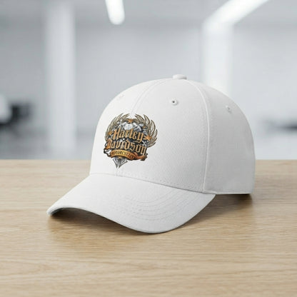Harley Davidson Vintage Winged Emblem Graphic Baseball Cap - Biker Cap (Black & White)