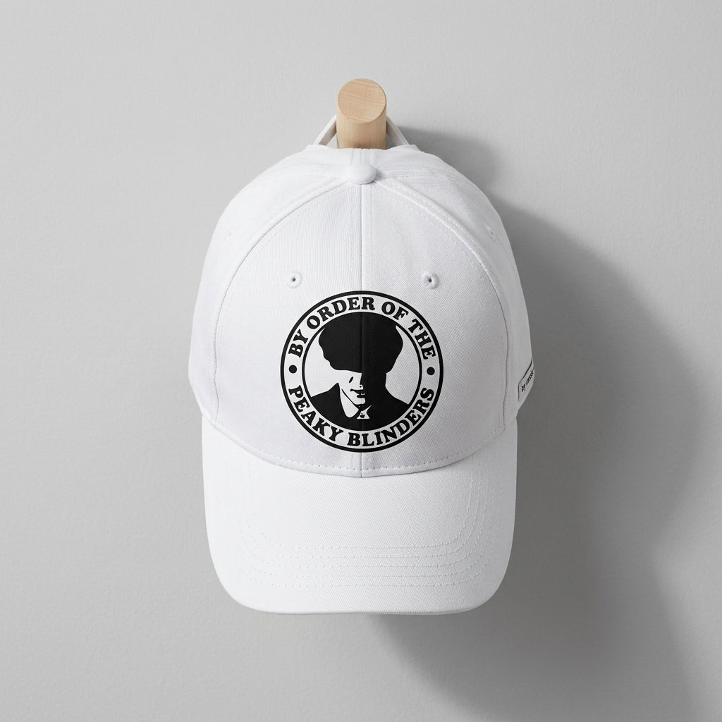 By Order Of The Peaky Blinders Graphic Baseball Cap - Thomas Shelby Crest Cap (White)