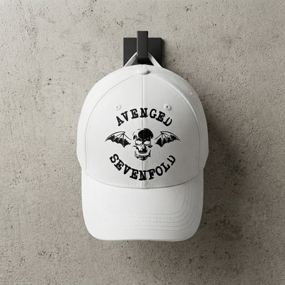 Avenged Sevenfold Deathbat Logo Graphic Baseball Cap - Heavy Metal Band Cap (White)