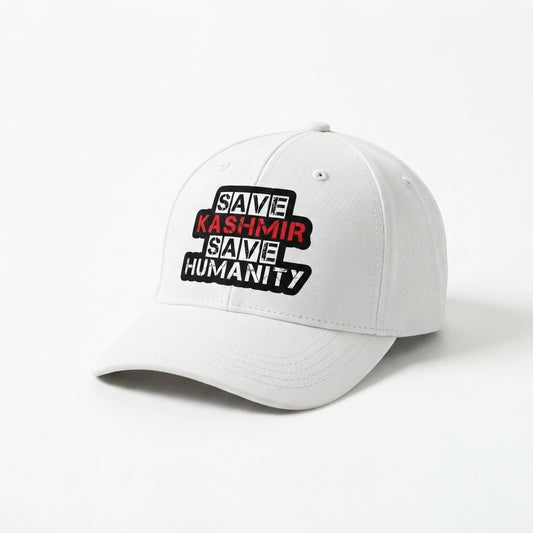 Save Kashmir Save Humanity Graphic Baseball Cap - Kashmir Solidarity Cap (White)
