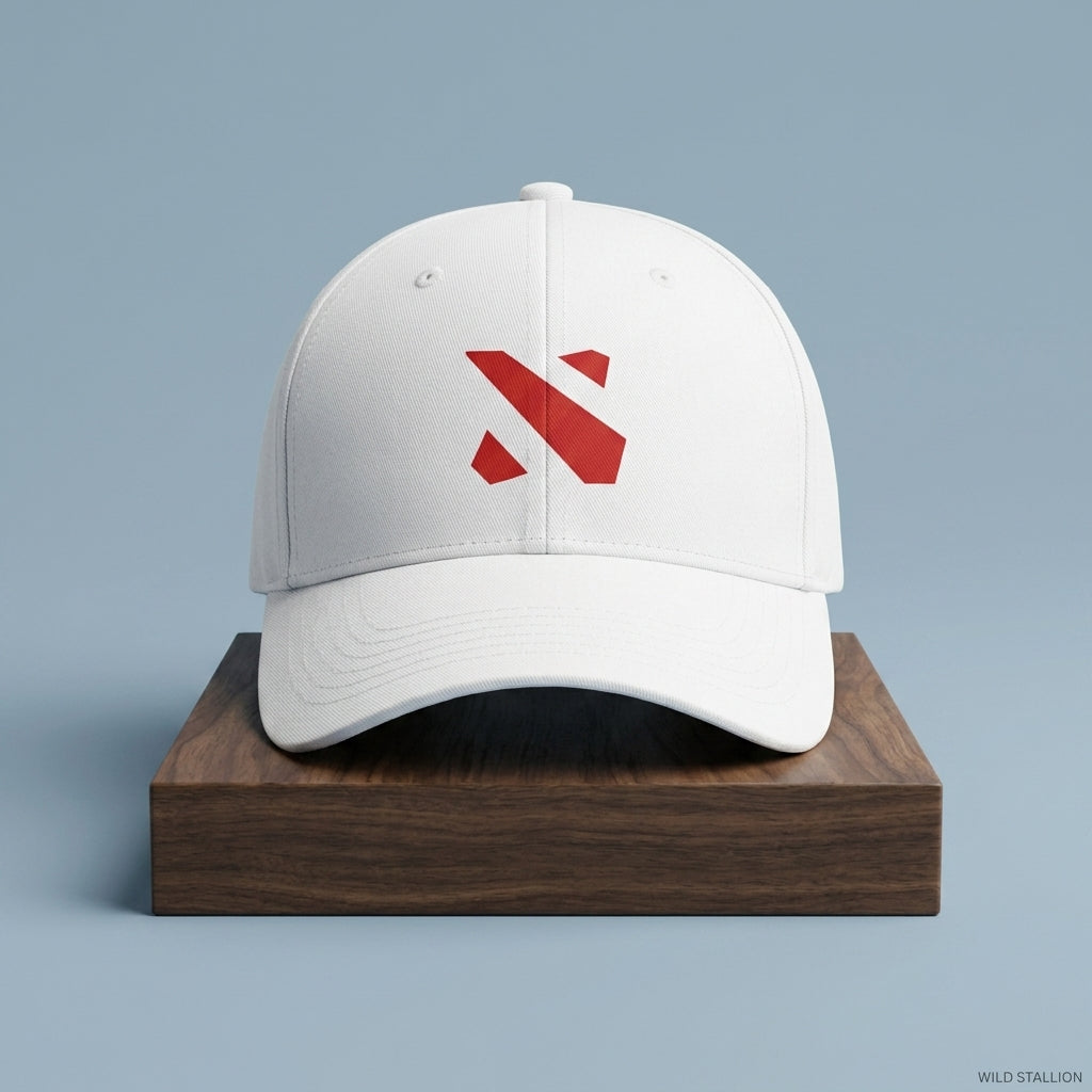 Dota 2 Red Emblem Logo Graphic Baseball Cap - Gamer Graphic Cap (Black & White)