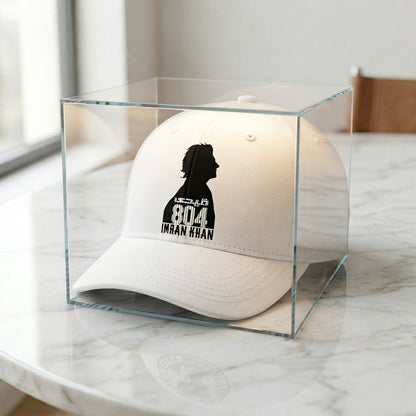 Imran Khan 804 Silhouette Graphic Baseball Cap - PTI Supporter Cap (White)