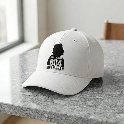 Imran Khan 804 Silhouette Graphic Baseball Cap - PTI Supporter Cap (White)