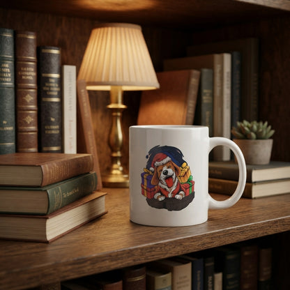 Cute Christmas Dog With Gifts Coffee Mug 11oz - White Ceramic Tea Cup