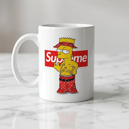 Streetwear Bart Simpson Red Box Logo Vinyl Decal – Waterproof Graphics for Mugs & Cups