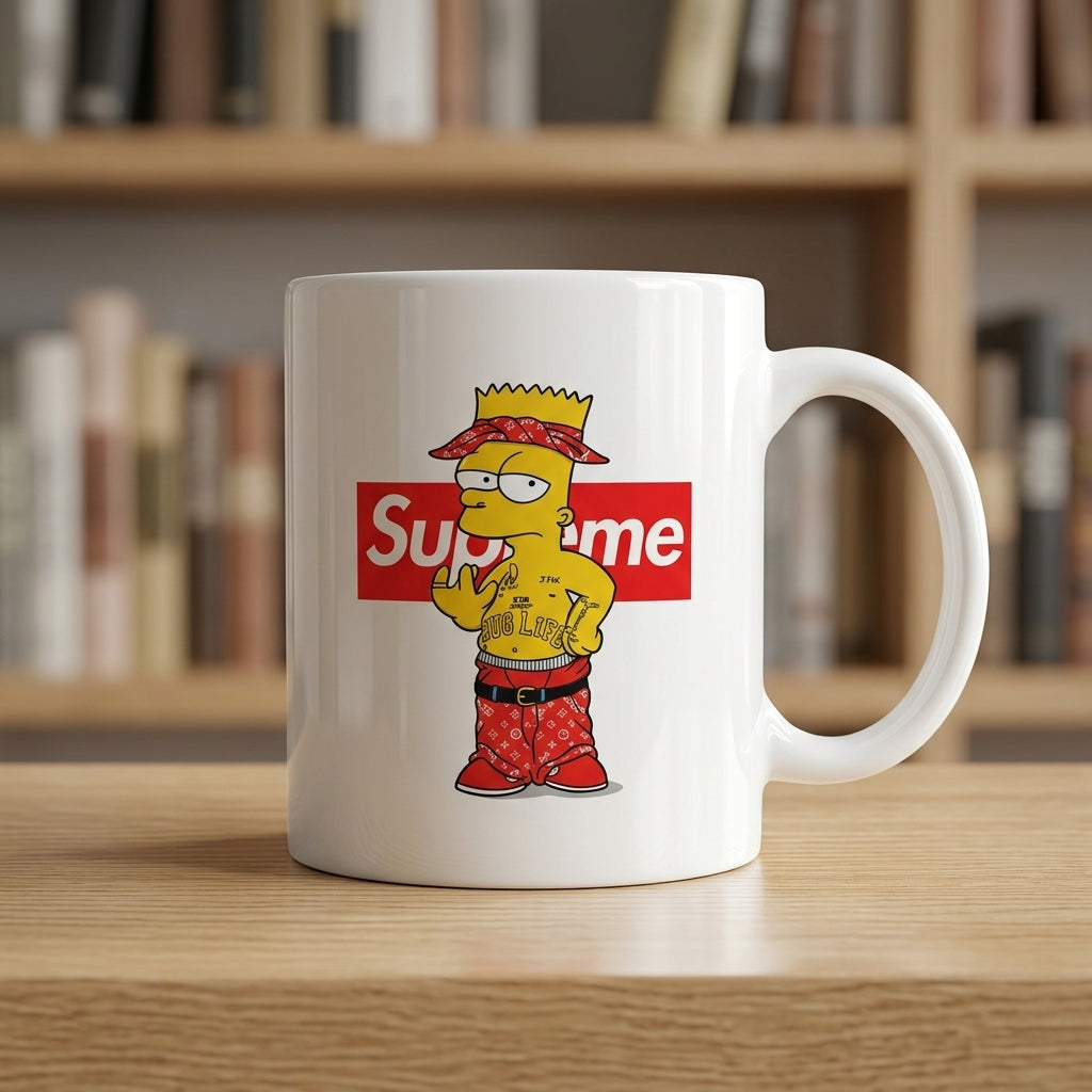 Streetwear Bart Simpson Red Box Logo Vinyl Decal – Waterproof Graphics for Mugs & Cups