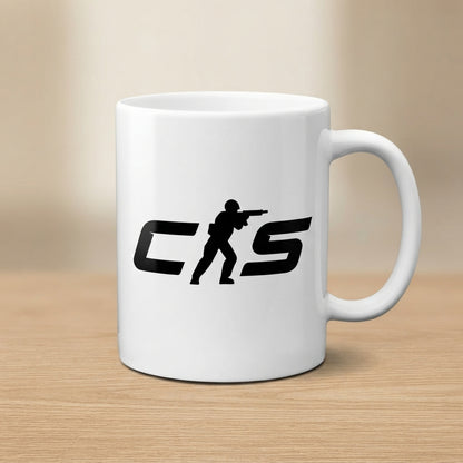 Counter Strike CS Logo Ceramic Coffee Mug 11oz Premium White Gaming Cup Gift for Gamers