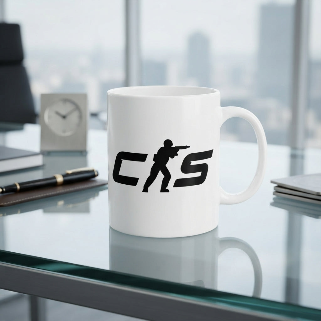 Counter Strike CS Logo Ceramic Coffee Mug 11oz Premium White Gaming Cup Gift for Gamers