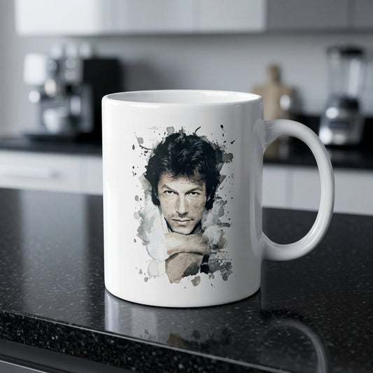 Imran Khan Watercolor Portrait Graphic Ceramic Cup – High-Quality Printed Tea & Coffee Drinkware