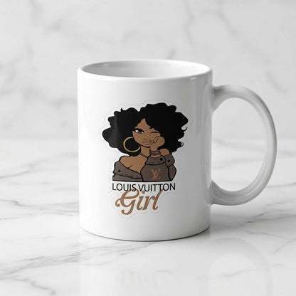 Fashion Girl Monogram Vinyl Sticker – Waterproof Decal for Mugs & Cups