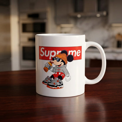 Cool Mickey Mouse Streetwear Red Box Logo Vinyl Decal – Waterproof Artwork for Mugs