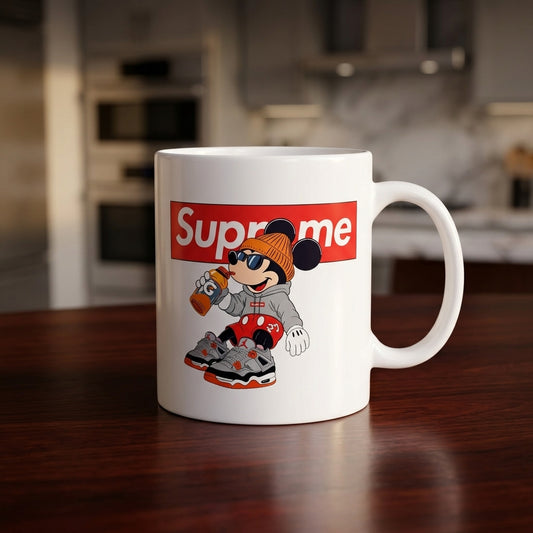 Cool Mickey Mouse Streetwear Red Box Logo Vinyl Decal – Waterproof Artwork for Mugs