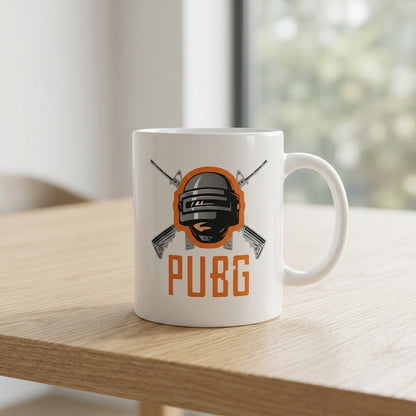 PUBG Helmet Graphic Ceramic Coffee Mug 11oz Premium White Battle Royale Gaming Cup Gift for Gamers