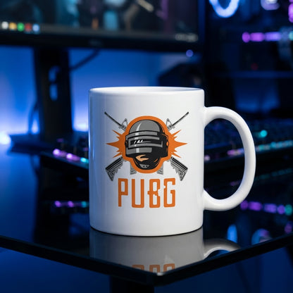 PUBG Helmet Graphic Ceramic Coffee Mug 11oz Premium White Battle Royale Gaming Cup Gift for Gamers