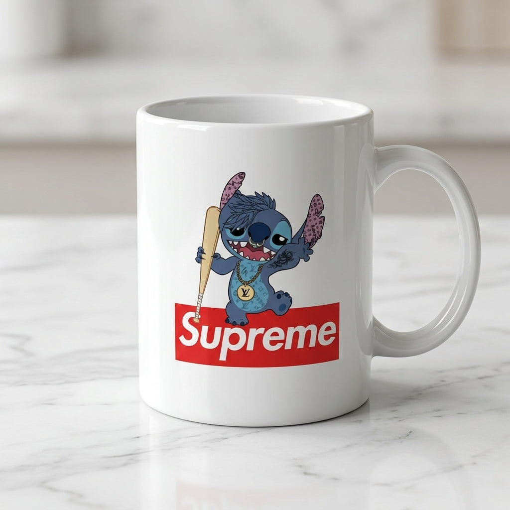 Edgy Stitch Streetwear Red Box Logo Vinyl Decal – Waterproof Artwork for Mugs