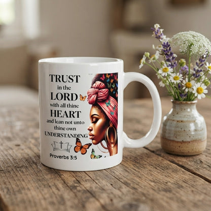 Black Girl Magic Bible Verse Ceramic Coffee Mug, Inspirational Scripture Gift Mug 11oz