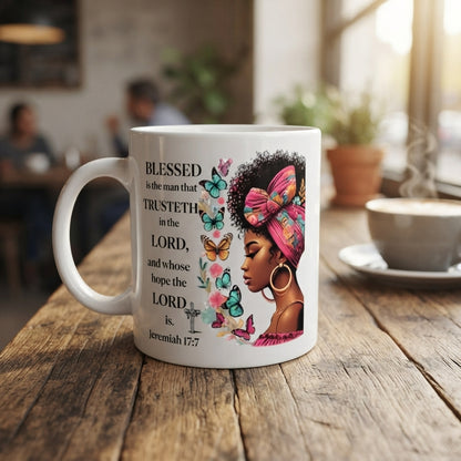 Black Girl Magic Bible Verse Ceramic Coffee Mug, Inspirational Scripture Gift Mug 11oz