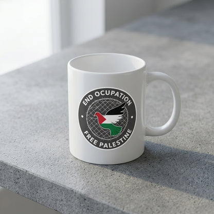 End Occupation Free Palestine Peace Dove White Ceramic Coffee Mug - Meaningful Peace Emblem Graphic Drinkware Cup (11oz)End Occupation Free Palestine Peace Dove White Ceramic Coffee Mug - Meaningful Peace Emblem Graphic Drinkware Cup (11oz)