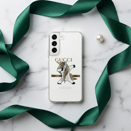 Dabbing Unicorn Designer Monogram Clear Case for Samsung Galaxy
