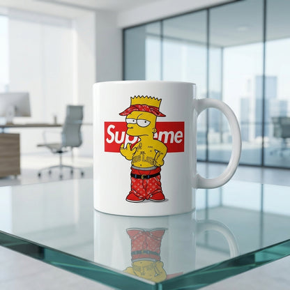 Streetwear Bart Simpson Red Box Logo Vinyl Decal – Waterproof Graphics for Mugs & Cups