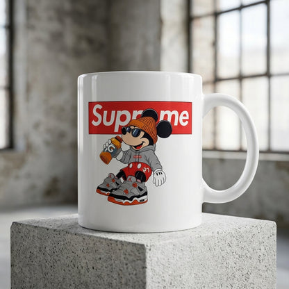 Cool Mickey Mouse Streetwear Red Box Logo Vinyl Decal – Waterproof Artwork for Mugs