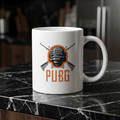 PUBG Helmet Graphic Ceramic Coffee Mug 11oz Premium White Battle Royale Gaming Cup Gift for Gamers