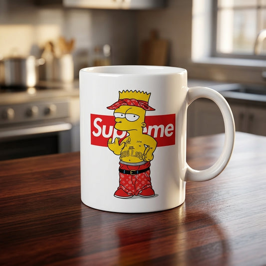 Streetwear Bart Simpson Red Box Logo Vinyl Decal – Waterproof Graphics for Mugs & Cups