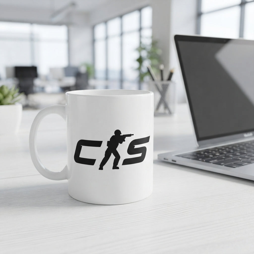 Counter Strike CS Logo Ceramic Coffee Mug 11oz Premium White Gaming Cup Gift for Gamers