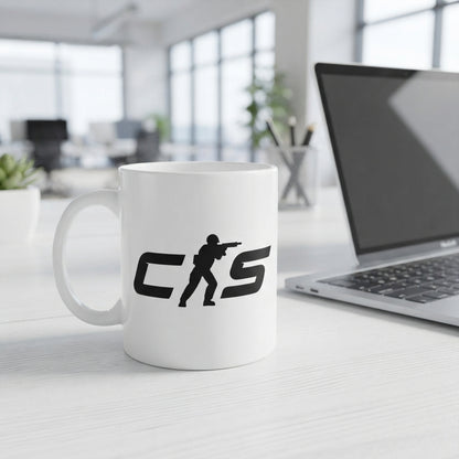 Counter Strike CS Logo Ceramic Coffee Mug 11oz Premium White Gaming Cup Gift for Gamers