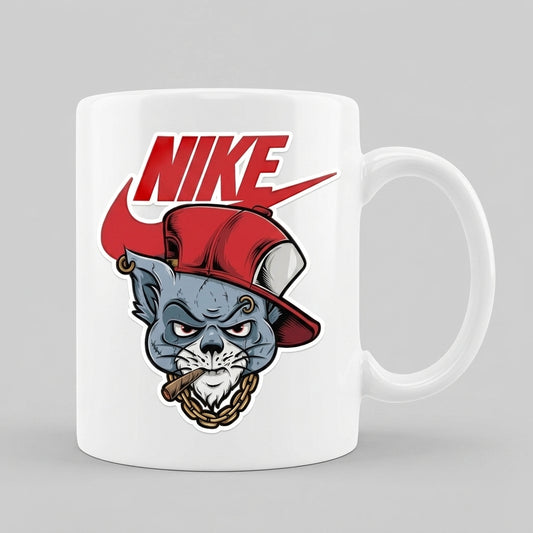 Edgy Streetwear Cat Graphic Ceramic Mug 11oz