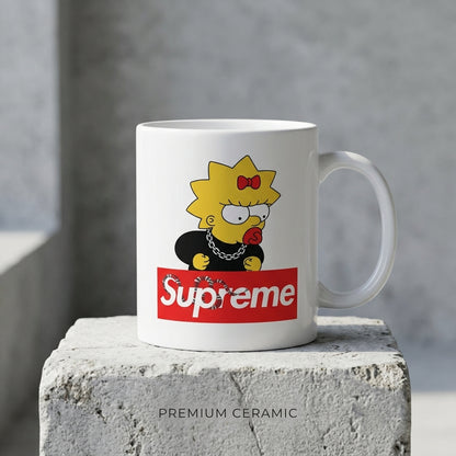 Trendy Maggie Simpson Streetwear Red Box Logo Vinyl Decal – Waterproof Artwork for Mugs