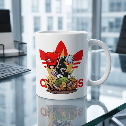 Retro Gaming Hero Streetwear Graphic Ceramic Coffee Mug – Urban Gamer Character Art Tea Cup & Unique Birthday Gift