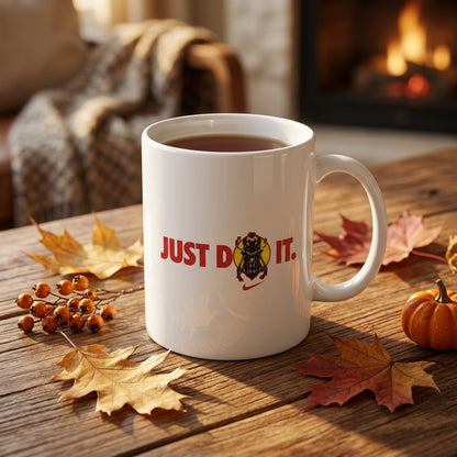 Just Do It Insect Beetle Parody Graphic White Ceramic Mug - Fun Streetwear Inspired Coffee Cup (11oz)