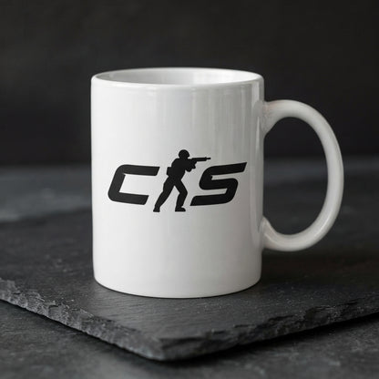 Counter Strike CS Logo Ceramic Coffee Mug 11oz Premium White Gaming Cup Gift for Gamers