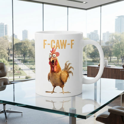 F-CAW-F Golden Rooster Mug – Surprised Chicken Cartoon Ceramic Coffee Cup, Fun Kitchen Essential