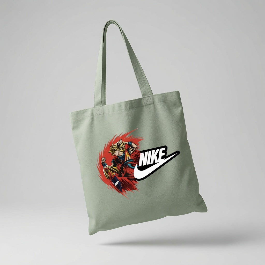 Anime Super Saiyan Graphic Canvas Tote Bag - Dragon Ball & Swoosh Design