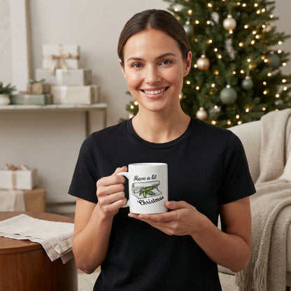 Funny Weed Christmas Coffee Mug - "Have A Lit Christmas" Cannabis Leaf White Ceramic Tea Cup - Holiday Stoner Gift