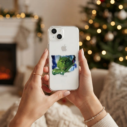 The Grinch Christmas Graphic Clear Case Funny Green Movie Character Protective Phone Cover for iPhone