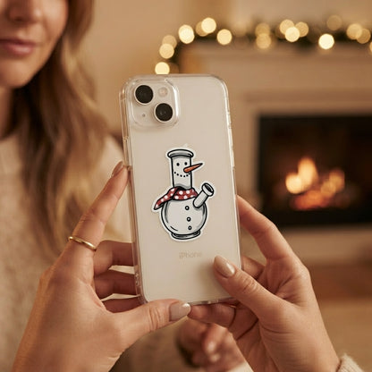 Funny Snowman Bong Graphic Clear Case Festive Holiday Protective Phone Cover for iPhone