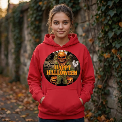 Happy Halloween Evil Pumpkin Monster Scary Bats Pullover Hoodie